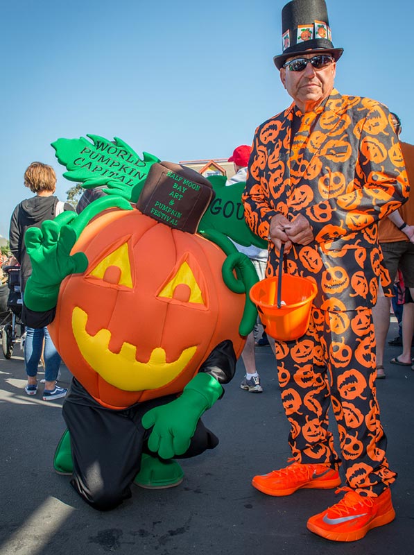 Pumpkin Festival Mascot Gourdy and friend
